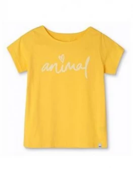 Animal Girls Script Short Sleeve Graphic T-Shirt - Yellow, Size Age: 13-14 Years, Women