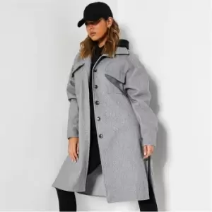 I Saw It First Faux Wool Belted Shacket - Grey