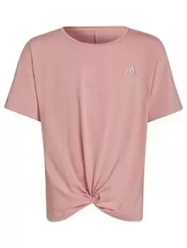 adidas Older Girls Aeroready Move T-Shirt, Pink/White, Size 7-8 Years, Women