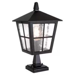 Canterbury 1 Light Outdoor Pedestal Lantern Black IP43, E27