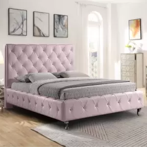 Barella Bed King Plush Velvet Pink