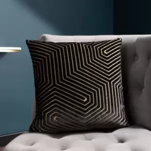 Evoke Cut Velvet Cushion Black / 45 x 45cm / Polyester Filled