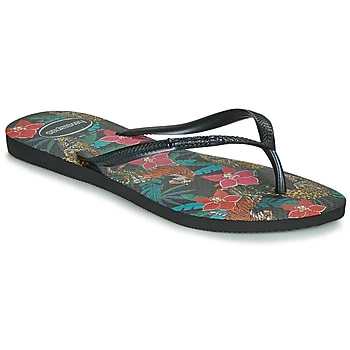 Havaianas SLIM TROPICAL womens Flip flops / Sandals (Shoes) in Black / 3,4 / 5,39 / 40,7.5,1 / 2 kid