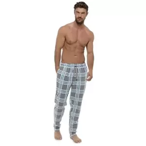 Foxbury Mens Check Fleece Lounge Pants (XL) (Grey)