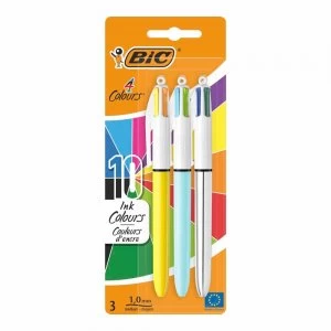 Bic 4 Colour Pens Pastel 3pk