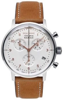 Iron Annie Bauhaus Chrono White Dial Brown Leather Watch