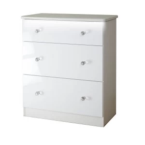 Zodian Wide Chest of 3 Drawers - White