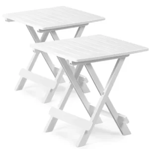 Side Table Adige 2Pcs Set White Plastic 45x43x50cm Foldable