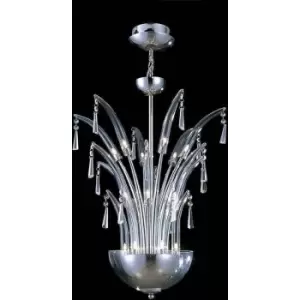 Diyas - Jasper round pendant light 18 polished chrome/crystal bulbs
