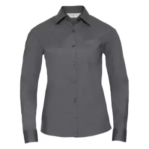 Russell Collection Ladies/Womens Long Sleeve Shirt (XS) (Convoy Grey)
