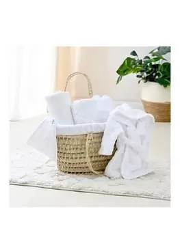 Clair De Lune Marshmallow Baby Gift Basket- White