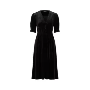 Lauren by Ralph Lauren Vinyamin Puff-Sleeve Velvet Dress - Black