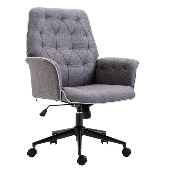 VINSETTO Computer Chair withArmrest Modern Style Tufted Home Office Dining Room Dark Grey