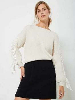 Mint Velvet Button Tab Mini Skirt - Black, Size 12, Women
