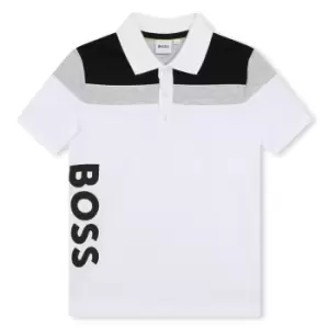 Boss Large Logo Polo Shirt Juniors - White