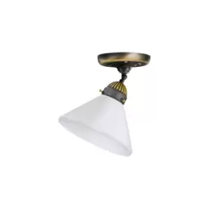Nonna Cottage Style Glass Dome Ceiling Light Matt Antique Brass, 1x E27