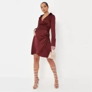 Missguided Maternity Satin Wrap Dress - Red