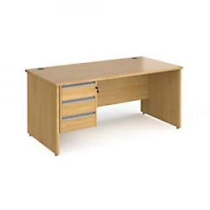 Dams International Straight Desk with Oak Coloured MFC Top and Silver Frame Panel Legs and 3 Lockable Drawer Pedestal Contract 25 1600 x 800 x 725mm