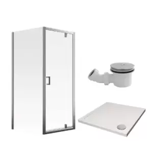 Aqualux 800 x 800mm Pivot Door Shower Enclosure and Tray Package
