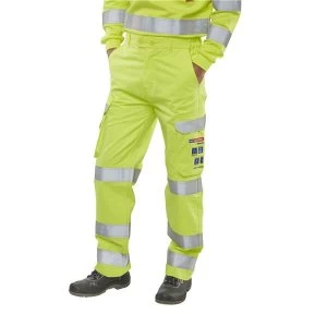 Click Arc High Visibility 38" Waist with Tall Leg Safety Trousers Saturn Yellow