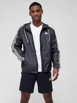 adidas 3 Stripe Windbreaker - Black/White, Size L, Men