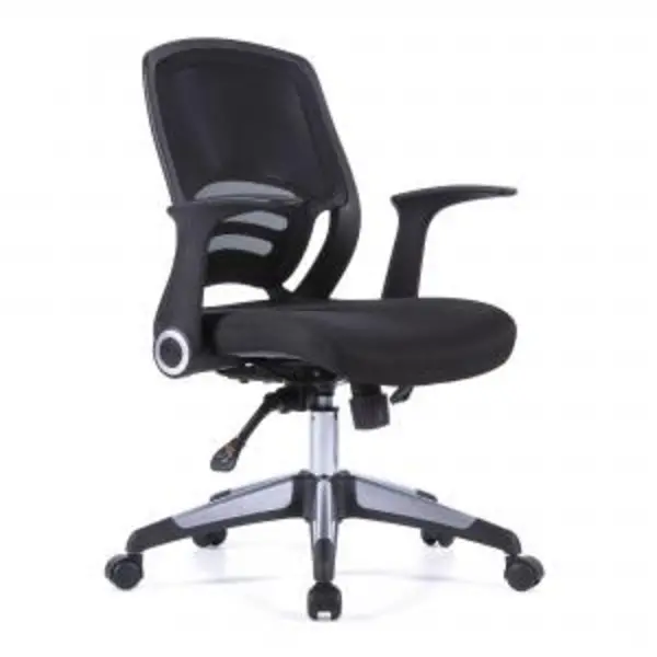 Graphite Designer Medium Back Task Chair with Folding Arms and Stylish NTDSBCMF560BK