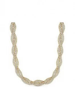 Mood Mood Gold Plated Crystal Plait Collar Necklace
