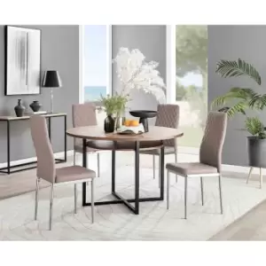 Furniture Box Adley Brown Wood Storage Dining Table and 4 Cappuccino Milan Chrome Leg Chairs