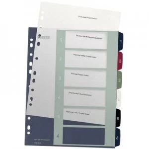 Leitz 1236 Style Index A4 1-6 Polypropylene Multicolour 6 dividers Extra wide, Printable 1236-00-00