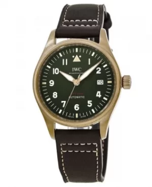 IWC Pilot's Automatic Spitfire Green Dial Brown Leather Strap Mens Watch IW326802 IW326802