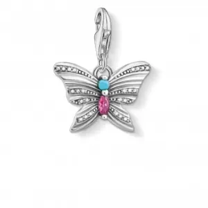 Sterling Silver Butterfly Multicoloured Charm Pendant 1831-342-7