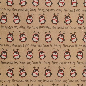 The Unique Paper Company Jolly Xmas Wrap - Penguins Kraft