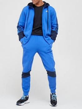 adidas MTS Cotton Hood Fleece Tracksuit - Blue/Navy , Blue/Navy, Size S, Men