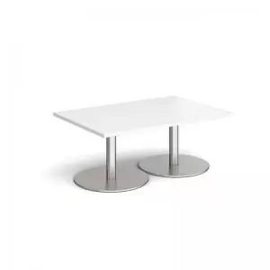 Monza rectangular coffee table with flat round brushed steel bases