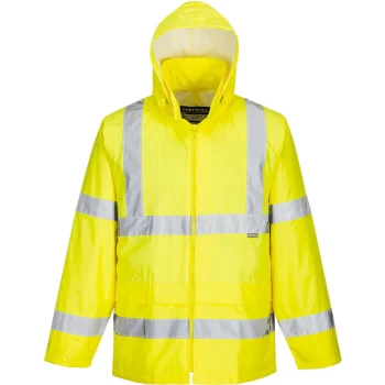 H440 - Yellow Sz L Hi-Vis Rain Jacket Coat Visibility Reflective - Portwest
