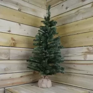 90cm (3ft) Mini Plain Green Christmas Tree in a Jute Bag