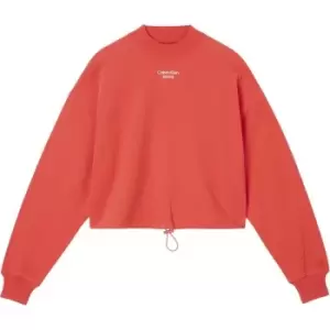 Calvin Klein Jeans Womens Stacked Logo Mock Neck Sweater - Red