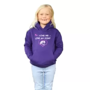 British Country Collection Childrens/Kids Love Me Love My Pony Hoodie (3-4 Years) (Purple)
