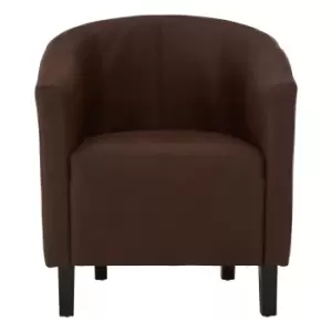 Club Accent Chair in Soft Faux Leather with Blackwood Legs