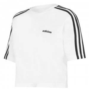 adidas 3S Crop T Shirt Womens - White/Black
