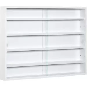 5-Tier Wall Display Shelf Unit Cabinet w/ Shelves Glass Doors White - Homcom
