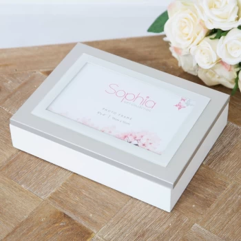Sophia Jewellery Box with Photo Frame 6" x 4" Lid - White