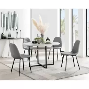 Furniture Box Adley Grey Concrete Effect Storage Dining Table and 4 Grey Corona Black Leg Chairs