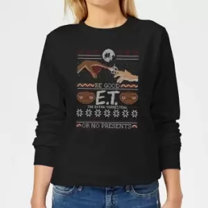 E.T. the Extra-Terrestrial Be Good or No Presents Womens Christmas Sweatshirt - Black - 3XL