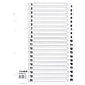 Guildhall Mylar Dividers White A4 20 Part 1-20 Numbered Set