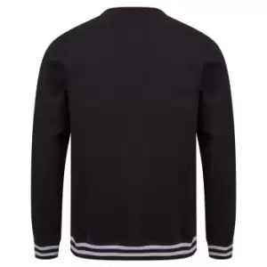 Front Row Unisex Adults Striped Cuff Sweatshirt (XS) (Black/Heather Grey)