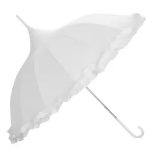 X-Brella Womens/Ladies Frill Wedding Stick Umbrella (One Size) (White)