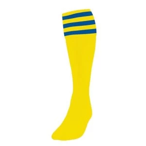 Precision 3 Stripe Football Socks Yellow/Royal - UK Size 3-6