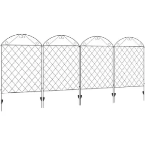 4PCs Decorative Garden Fencing 43" x 11.5ft Metal Border Edging - Black - Outsunny