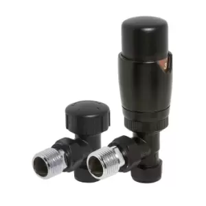 Towelrads Heating Style Round Angled TRV and LS Radiator Valves - Black